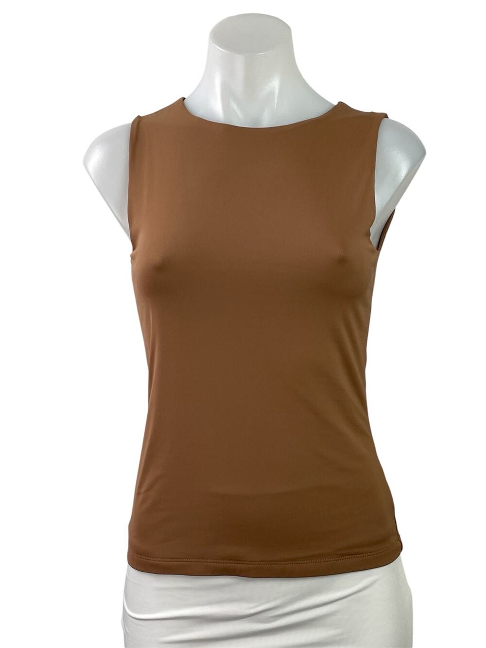 Tahari Modern Essentials Women's Brown Sleeveless Stretch Basic Tank Top Size XS